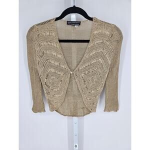 Y2K Quest-Ce Que C'est? Women's Gold Long Sleeve Mesh Cardigan Size M